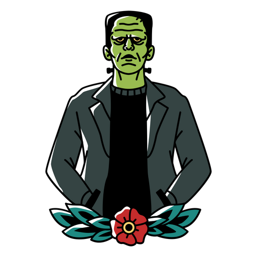Zombie character tattoo style PNG Design