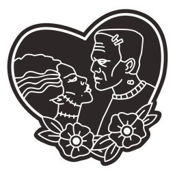 Casal de zumbis em um coração Desenho PNG
