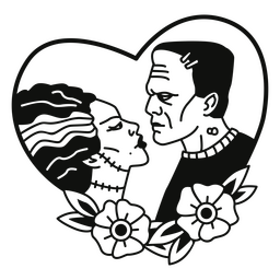 Zombie couple heart PNG Design