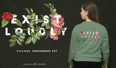 Diseño de camiseta psd de flores en voz alta