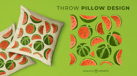 Watercolor watermelon pattern pillow design