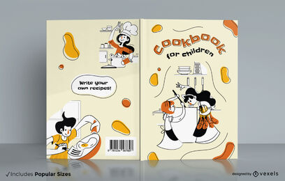 Diseño de portada de libro de cocina para niños.