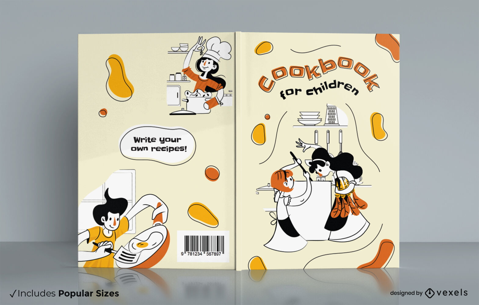 Diseño de portada de libro de cocina para niños.