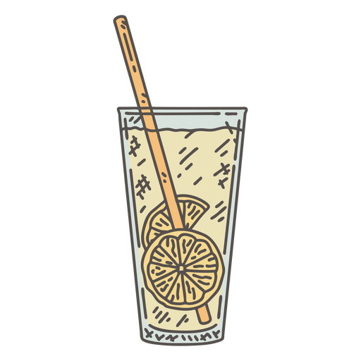 Lemonade glass with straw PNG Design