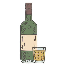 Garrafa e copo de licor Desenho PNG