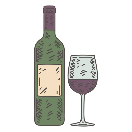 Garrafa de vinho e ícone de vidro Desenho PNG