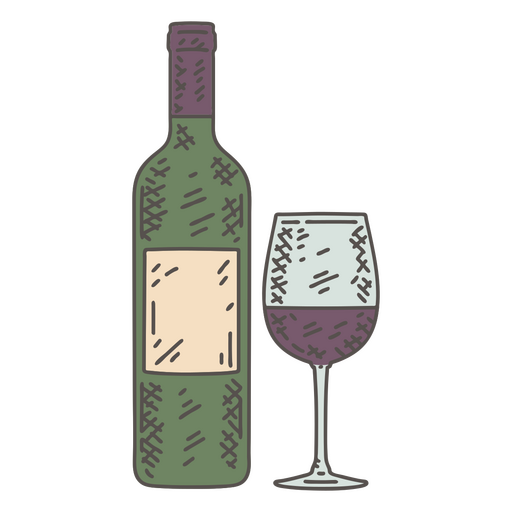 Icono de botella y vidrio de vino Diseño PNG