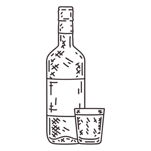 ícone de garrafa e copo de bebida Desenho PNG
