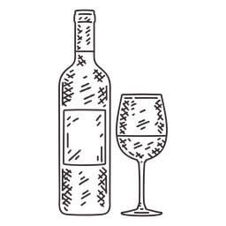 Botella de vino y copa Diseño PNG