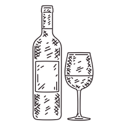 Garrafa de vinho e vidro Desenho PNG