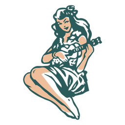 Hawaiian girl playing ukelele PNG Design