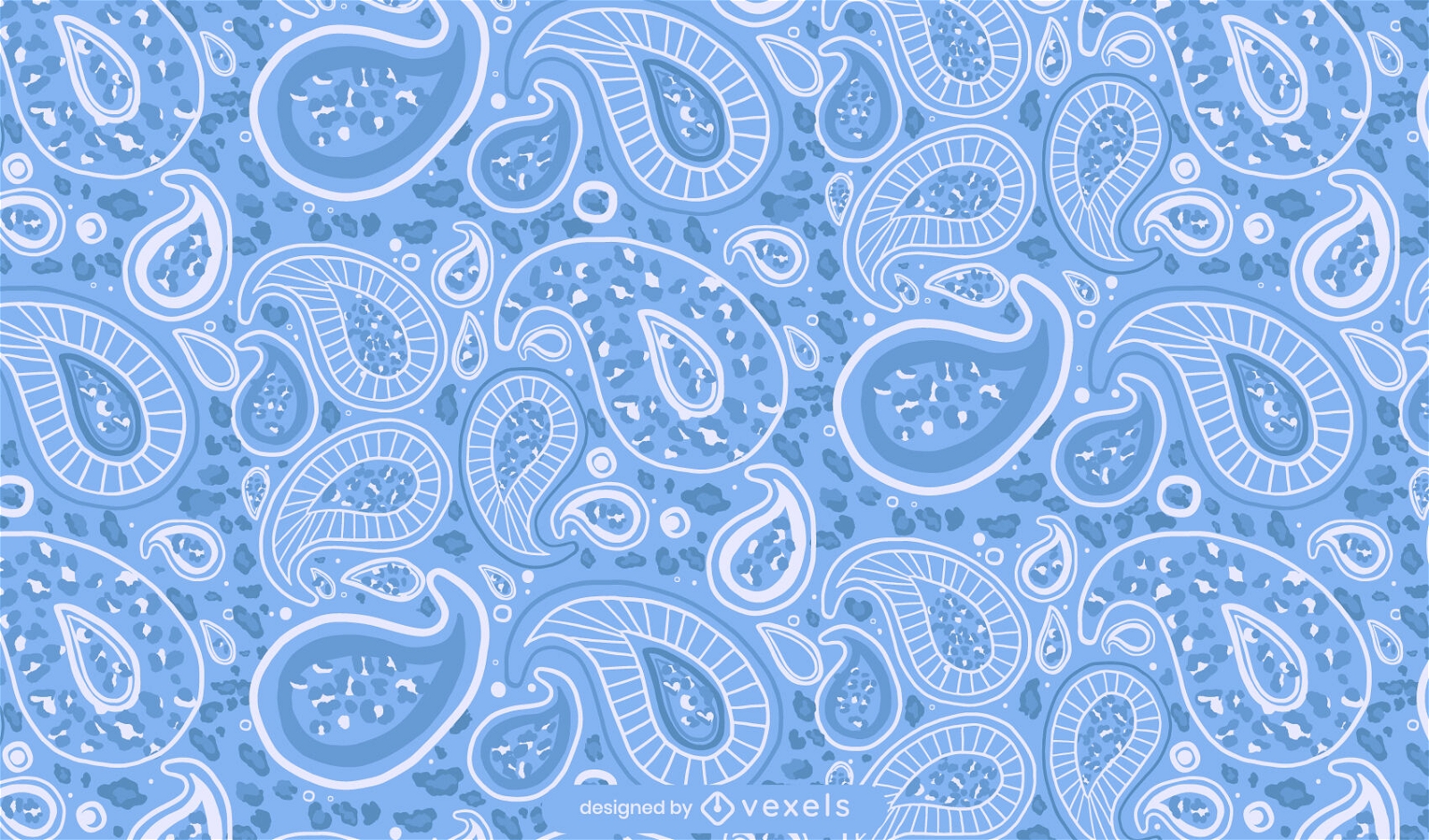 Leopard paisley blue seamless pattern