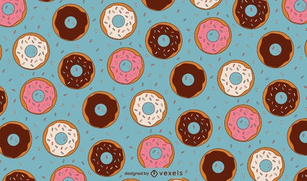 Donut pasteles dulces diseño de patrón de alimentos