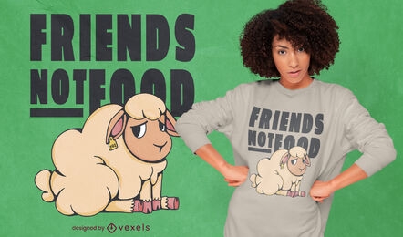 Desenho de t-shirt com citação de animal vegan de ovelha triste