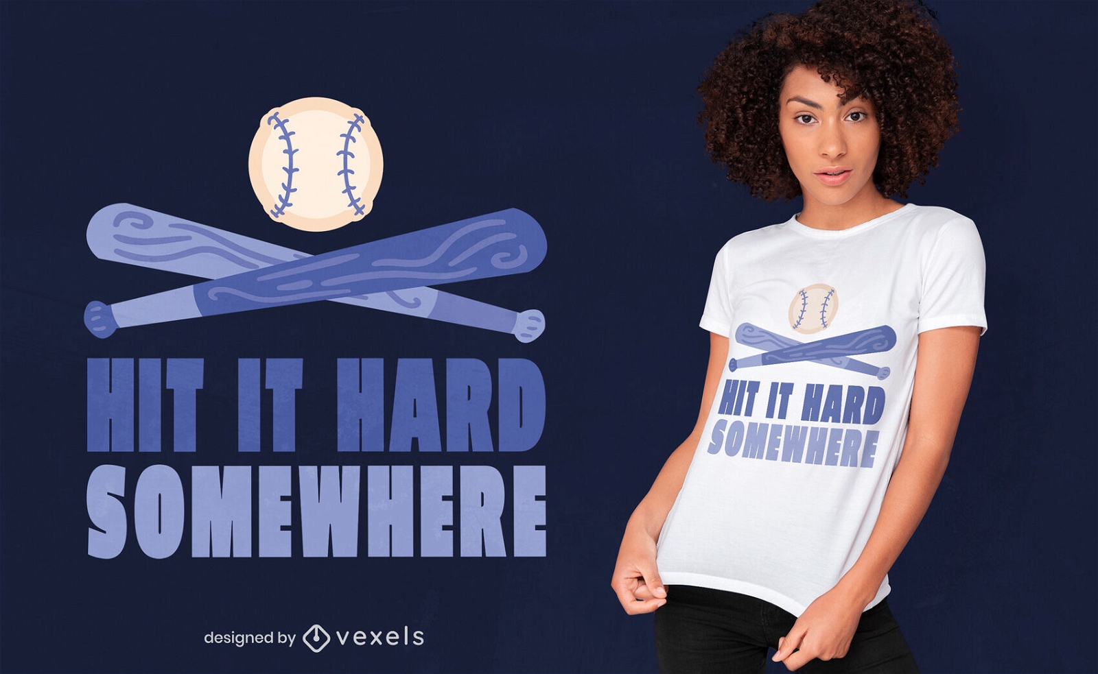 Design de camiseta azul com cita??o de beisebol
