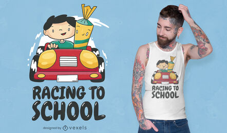 Schuljunge im Auto-T-Shirt-Design