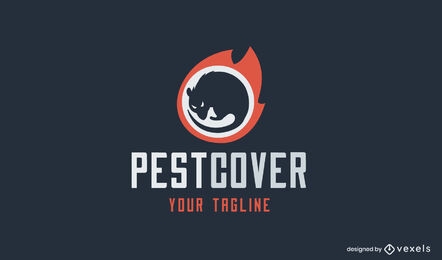Rat on fire pest control logo template