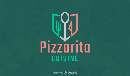 Geometric pizza cooking elements logo template