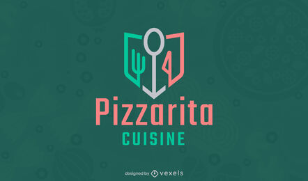 Modelo de logotipo de elementos geométricos para cozinhar pizza