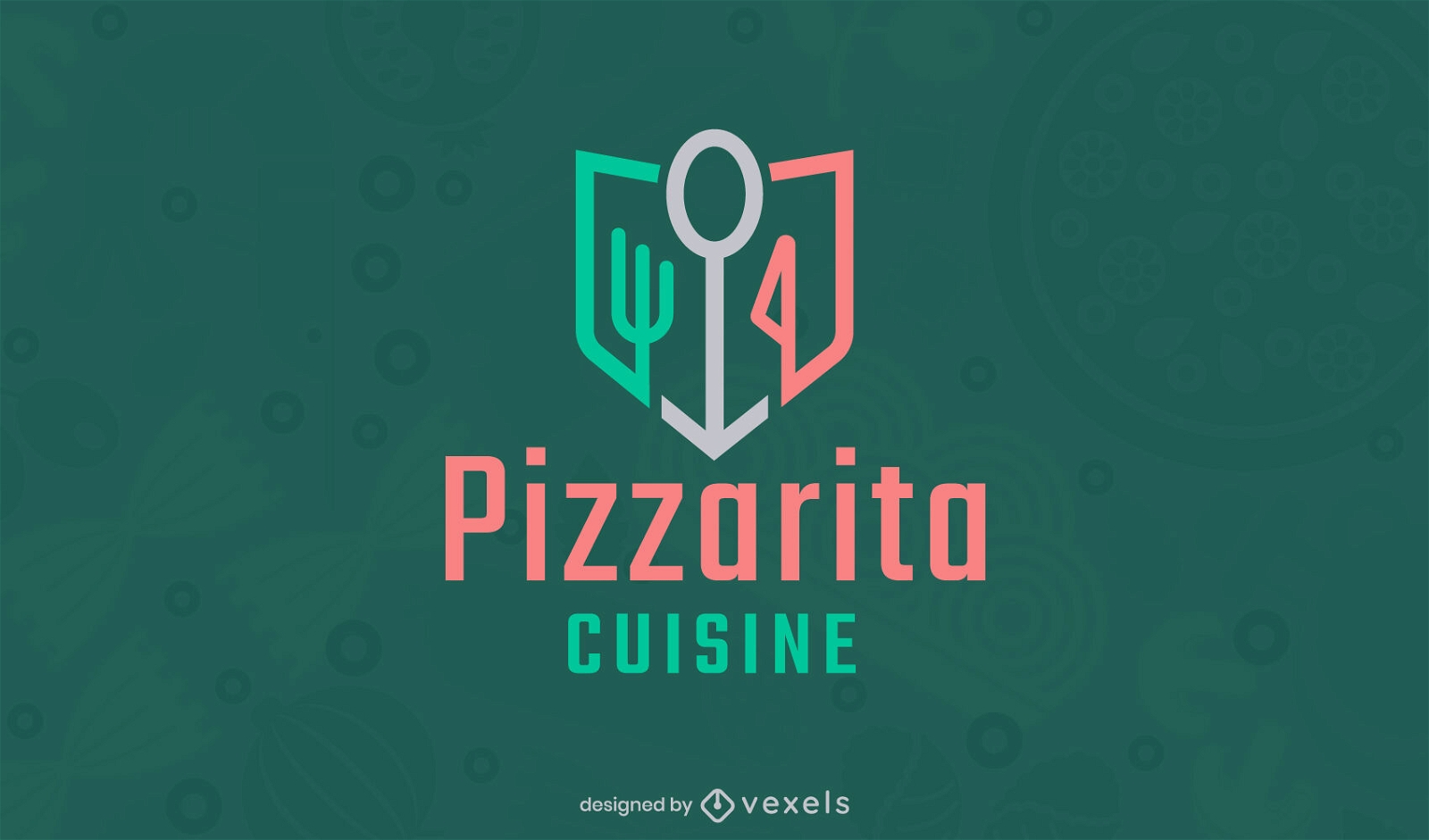 Modelo de logotipo de elementos geométricos de cozinha de pizza