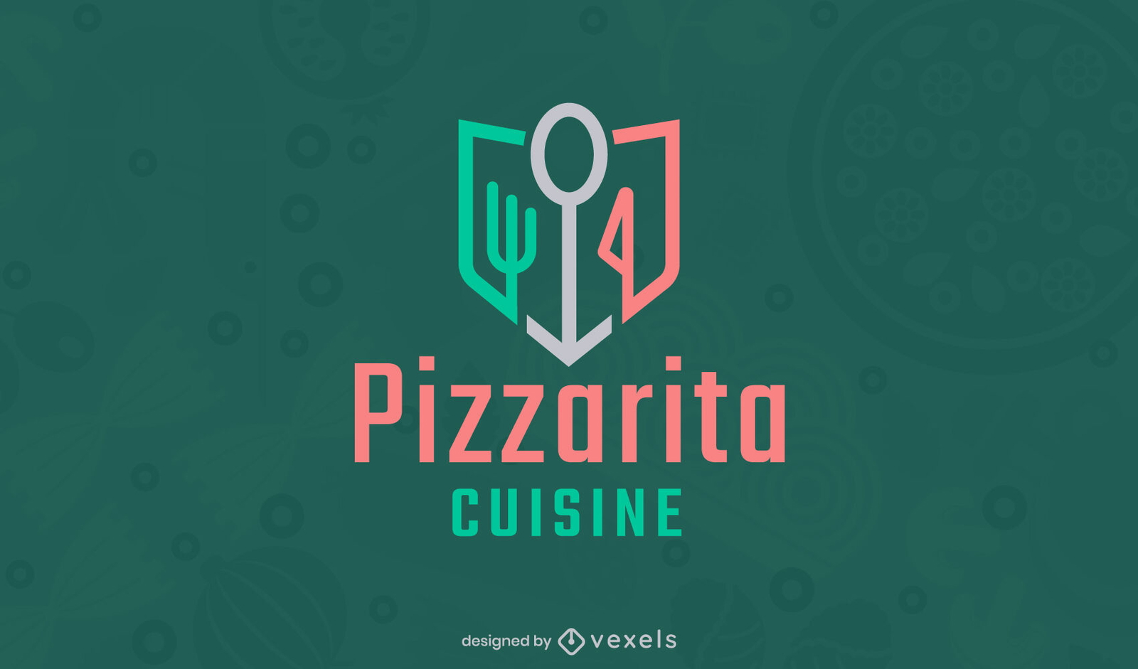 Modelo de logotipo de elementos geométricos para cozinhar pizza