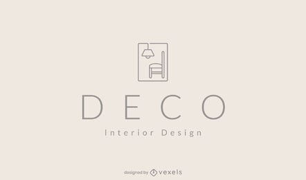 Plantilla minimalista de logotipo de decoración del hogar de silla y lámpara