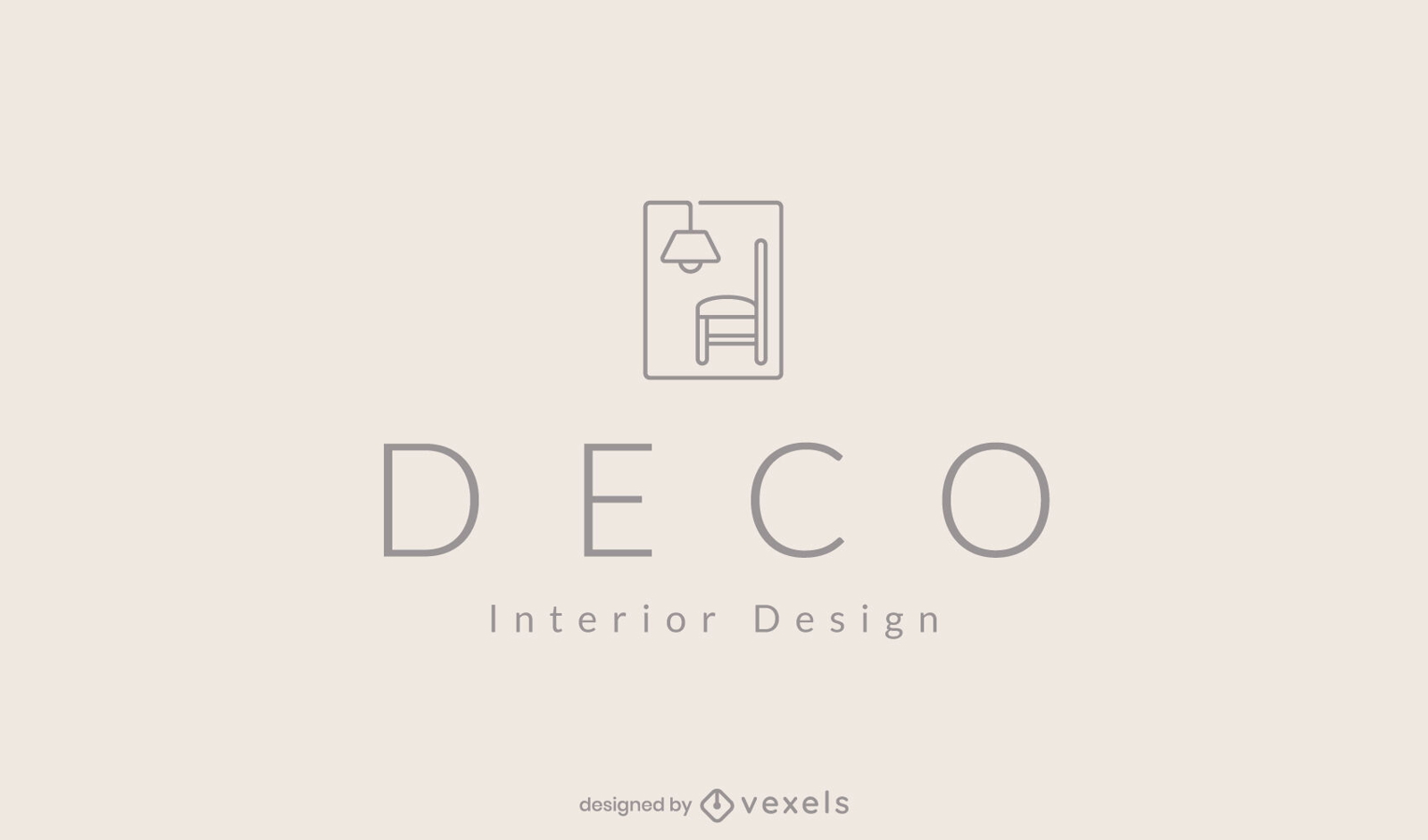Minimalistischer Stuhl und Lampe Home Decor Logo-Vorlage