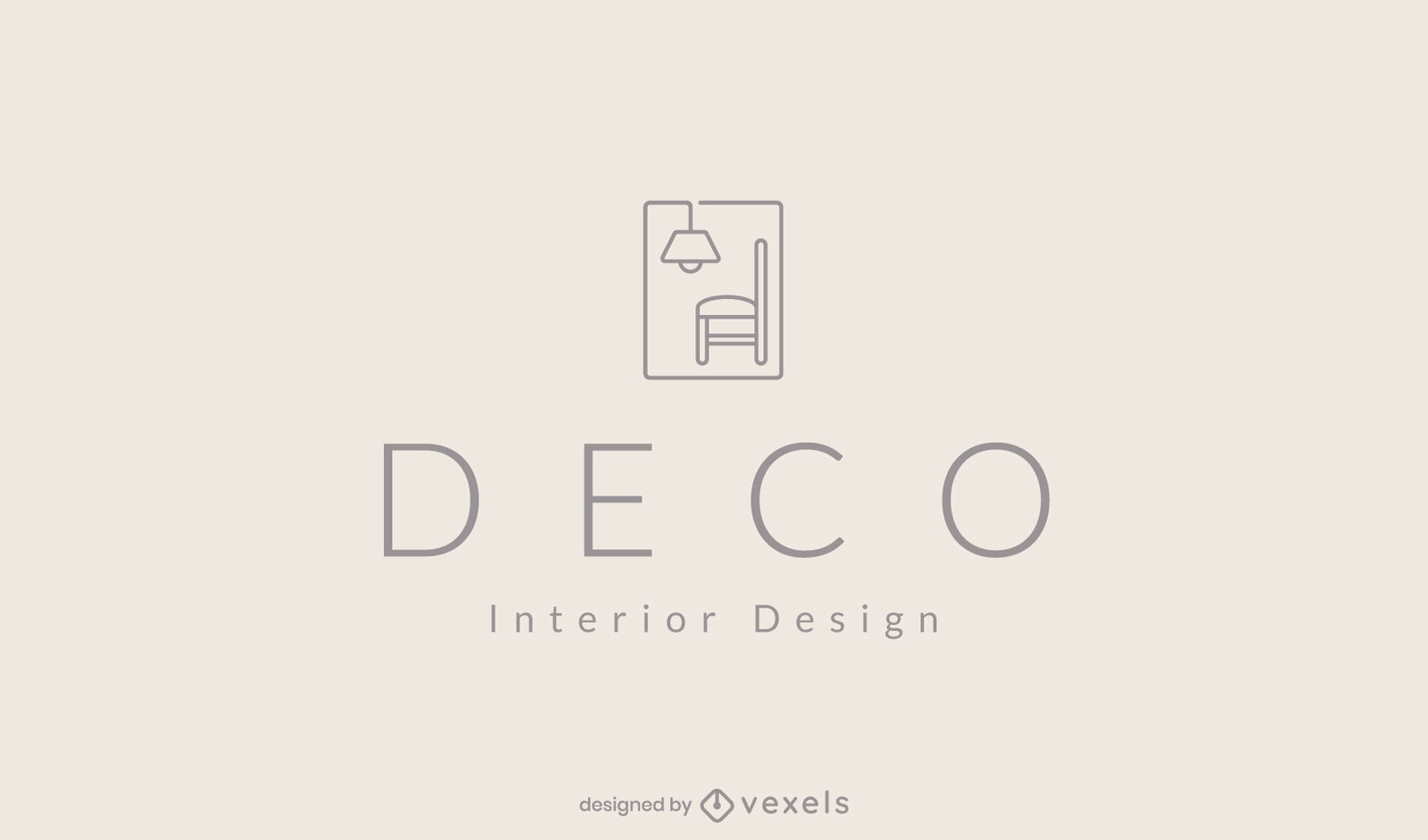 Modelo de logotipo minimalista de decoração para casa de cadeira e lâmpada