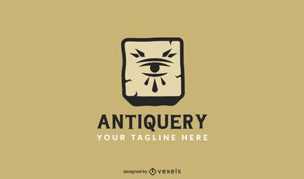 Eye in ancient stone antique logo template