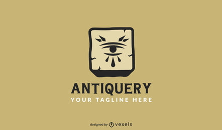 Ojo en piedra antigua plantilla de logotipo antiguo