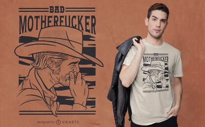 Diseño de camiseta de hombre viejo vaquero fumando