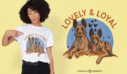Design de t-shirt com retratos de animais e cães fofos