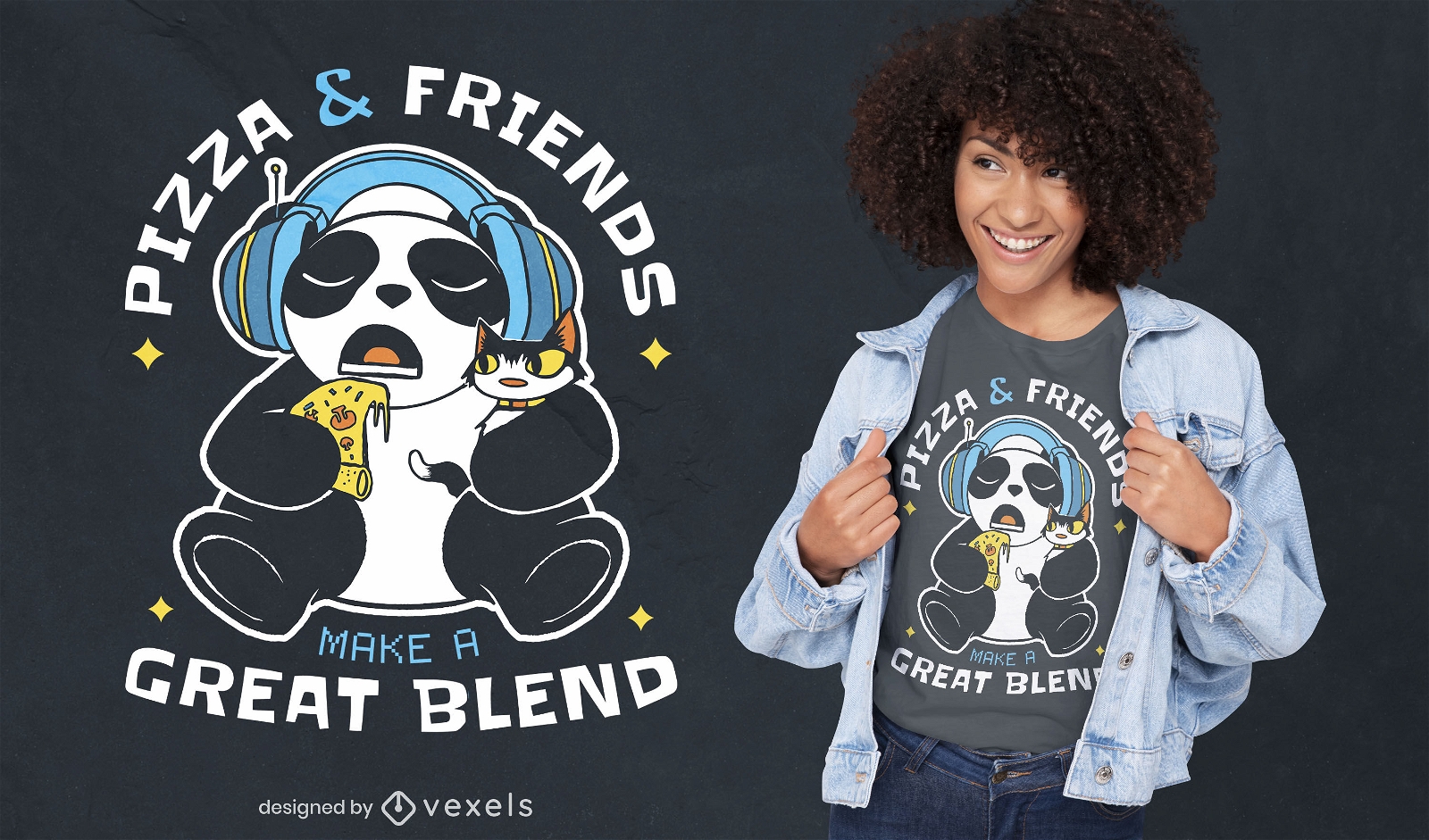 Design de pizza e camisetas de amigos