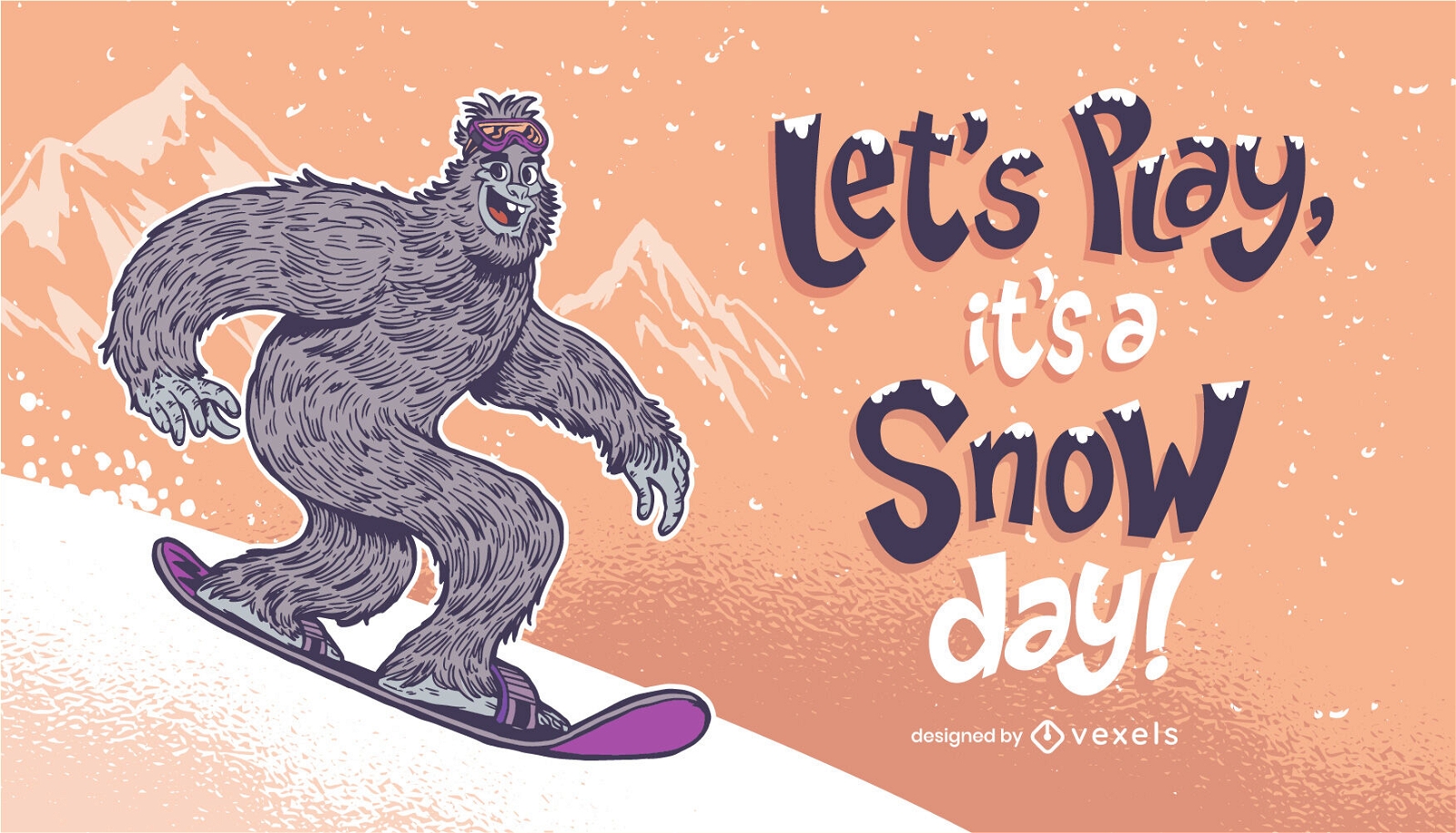 Schneemonster Snowboard Illustration