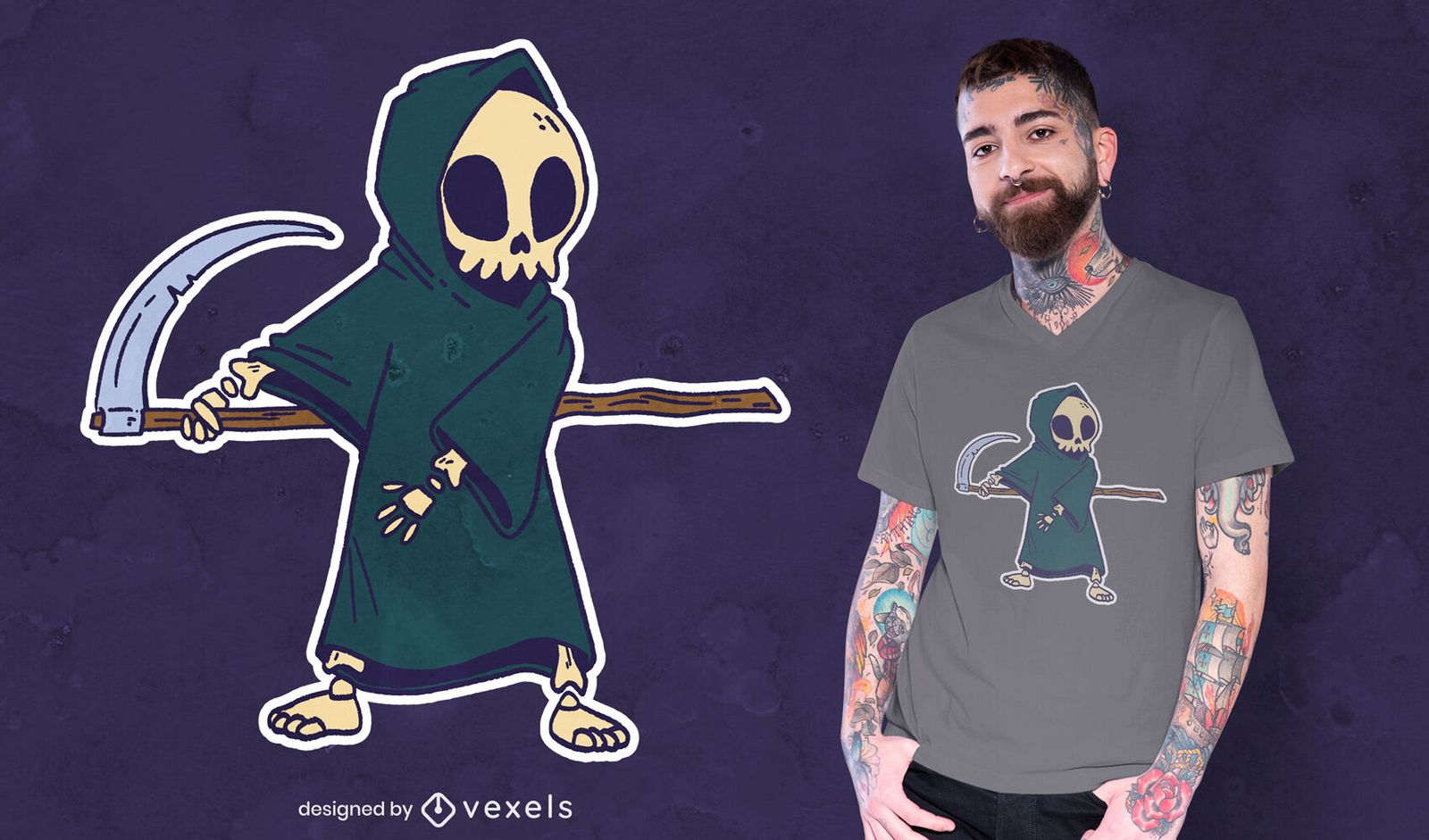 Diseño de camiseta con hilo dental Grim Reaper