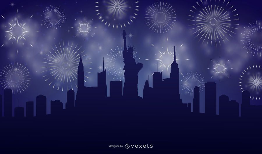 New York City Skyline Firework Background New York City Skyline Firework Background