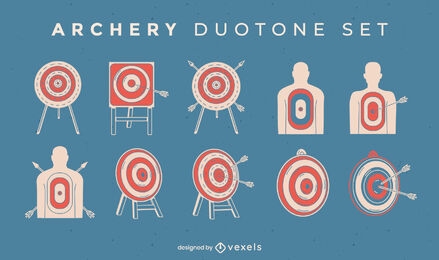 Archery targets and arrows duotone set