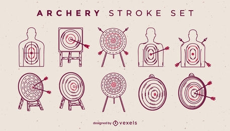 Archery targets and arrows stroke set