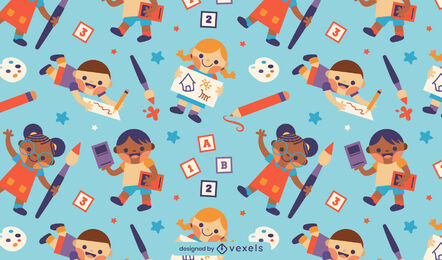 School kids cute pattern design