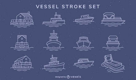 Set of boats and vessels stroke