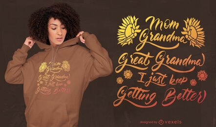 Design de t-shirt com citações engraçadas da família da avó