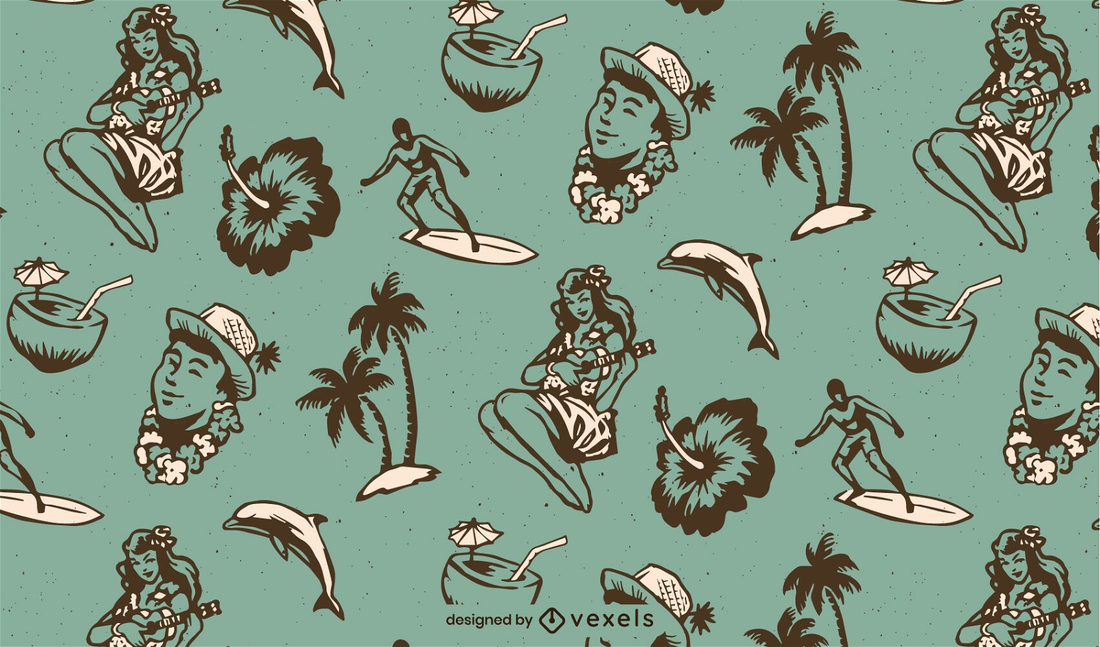 Hawaiianische Elemente Muster Vintage