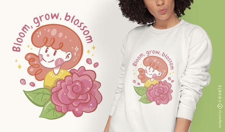 Blooming flower girl t-shirt design