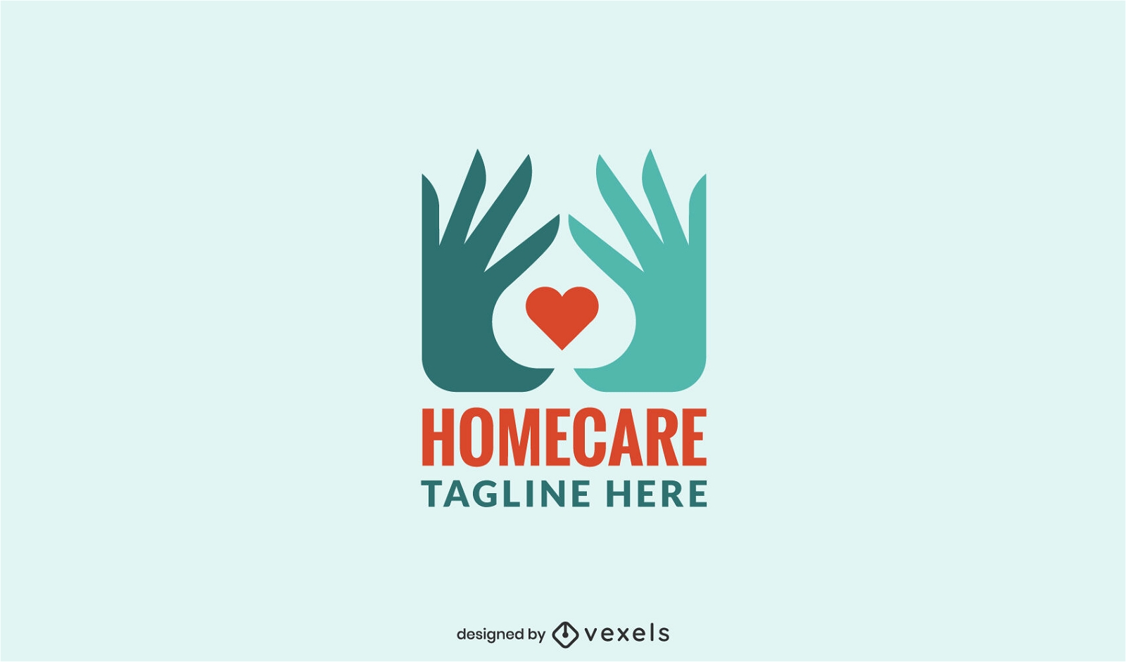 Modelo de logotipo de mãos e coração para cuidados domiciliares