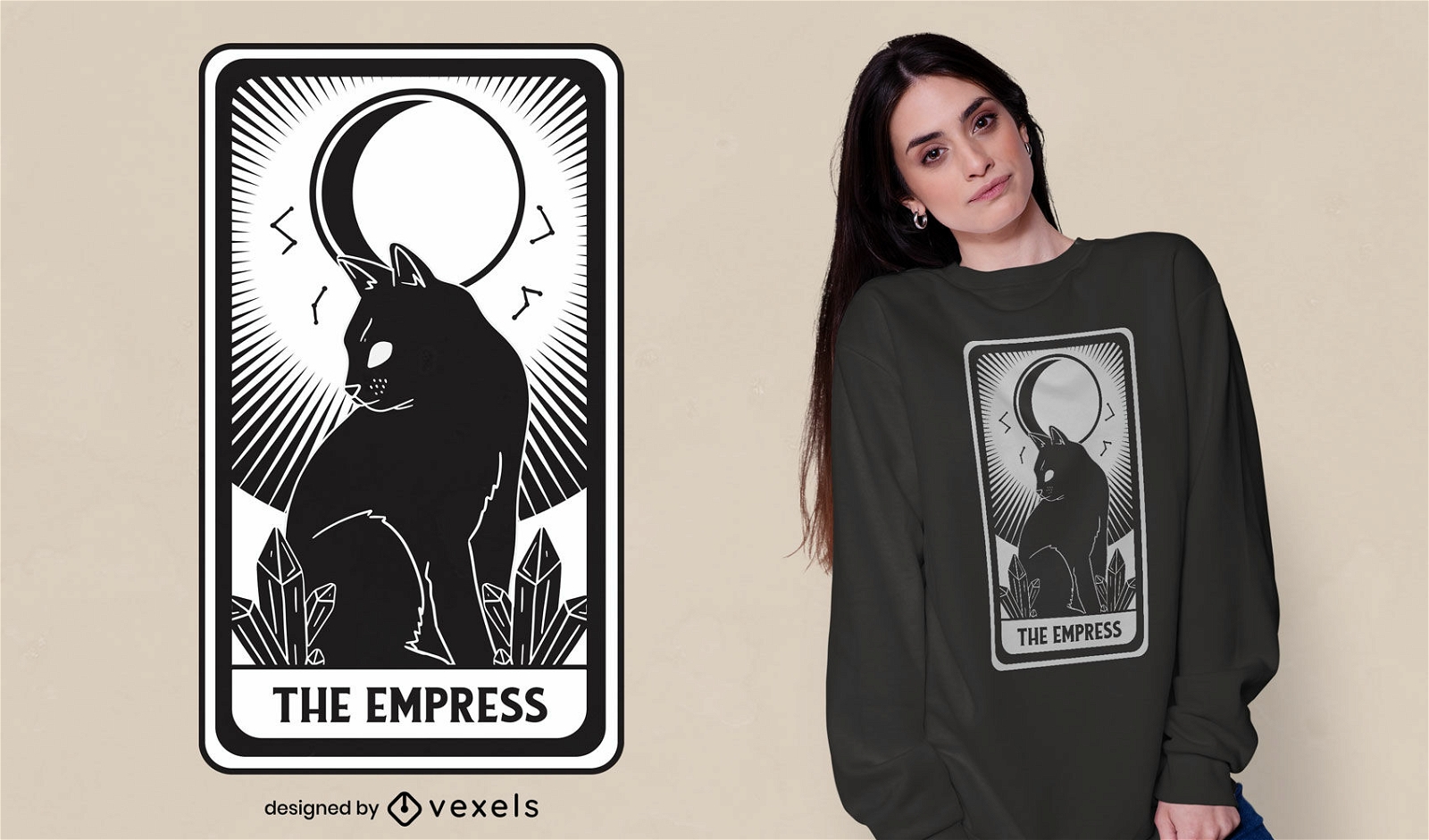 O design de t-shirt do cartão de tarô da imperatriz