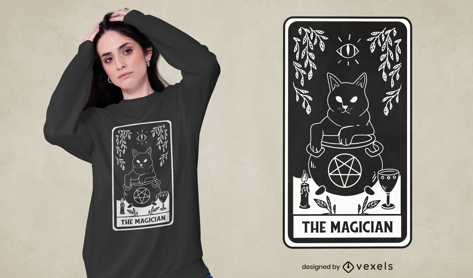 El dise?o de la camiseta de la carta del tarot del mago