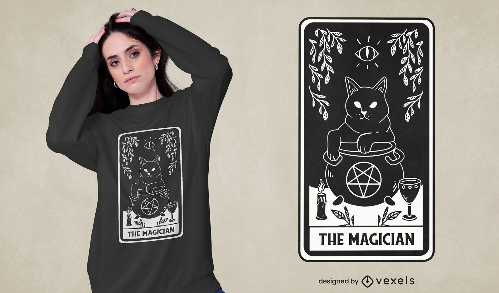 O design de t-shirt de cartão de tarô mágico