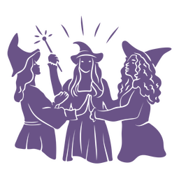 Witch coven magical creatures silhouette PNG Design Transparent PNG