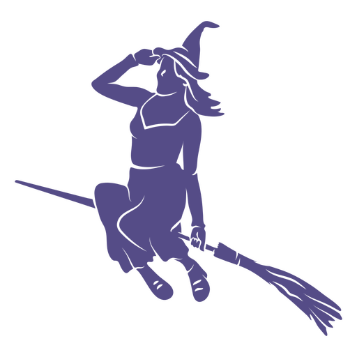 Witch flying broom silhouette