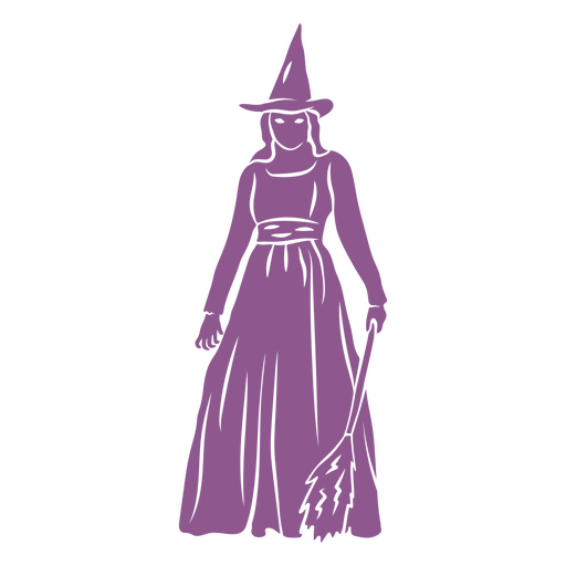 Silhueta de Halloween de vassoura de bruxa Desenho PNG